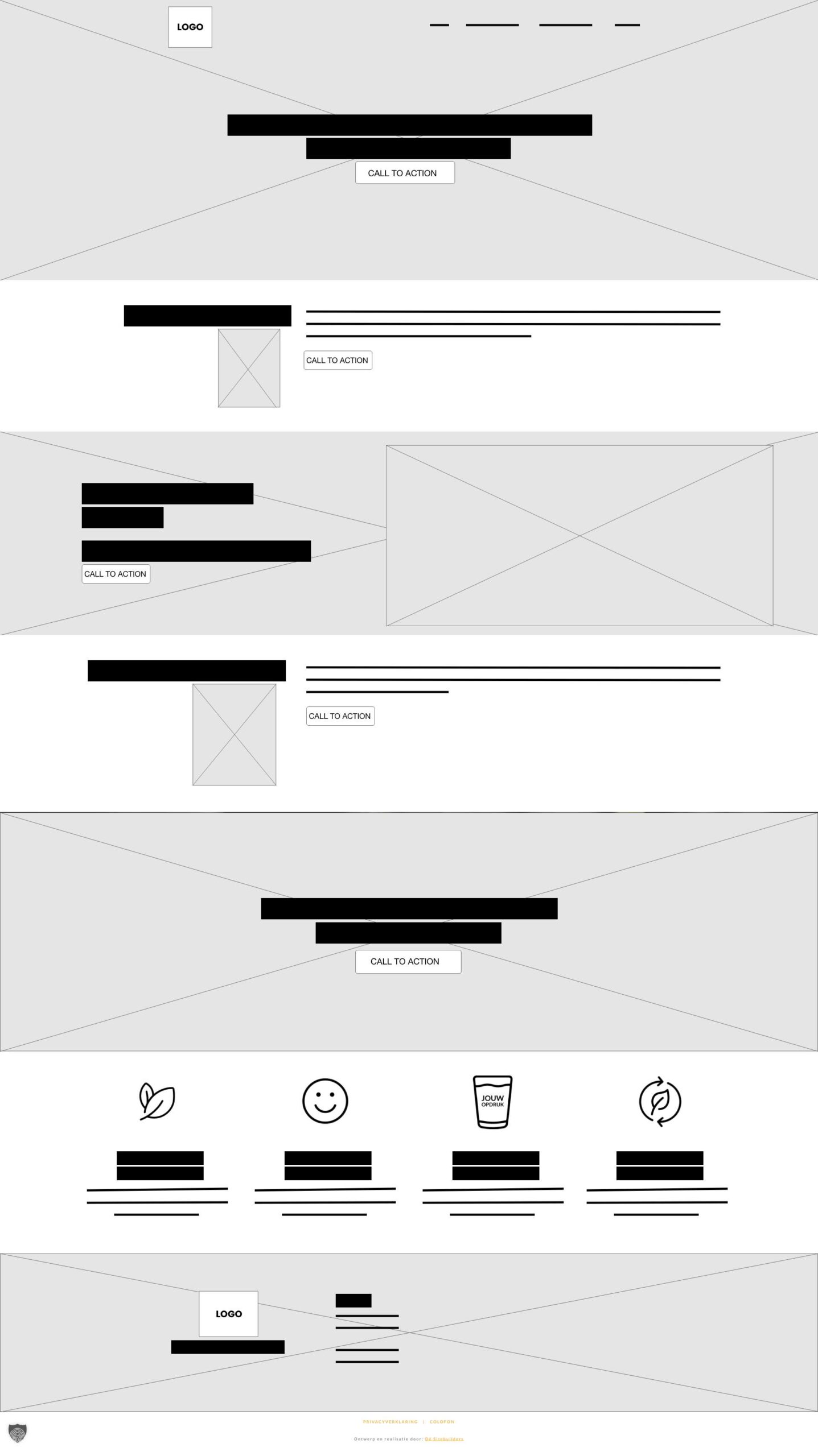 Beker Huren - wireframe One page Wordpress website