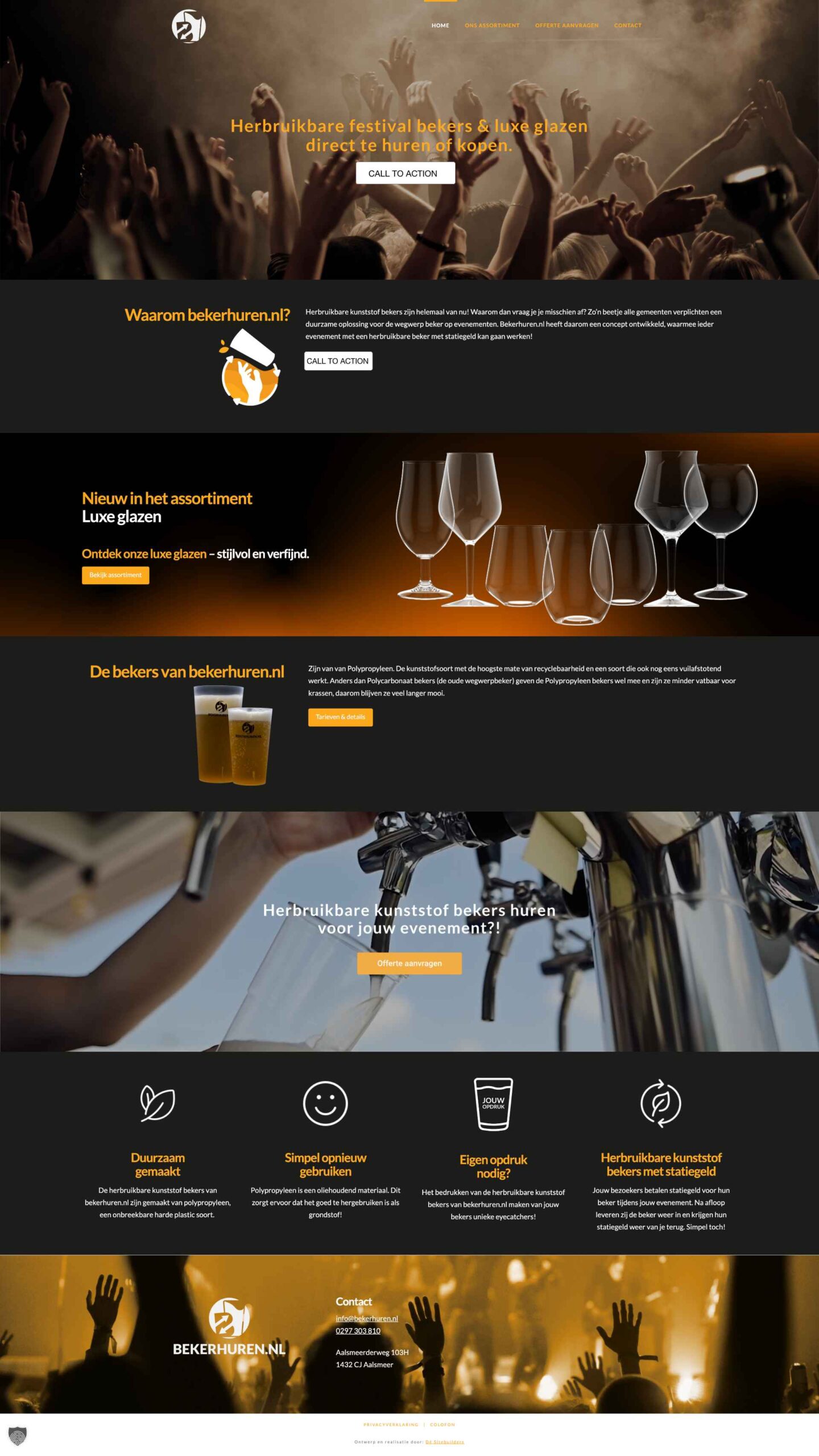 Beker Huren - oplevering One page Wordpress website