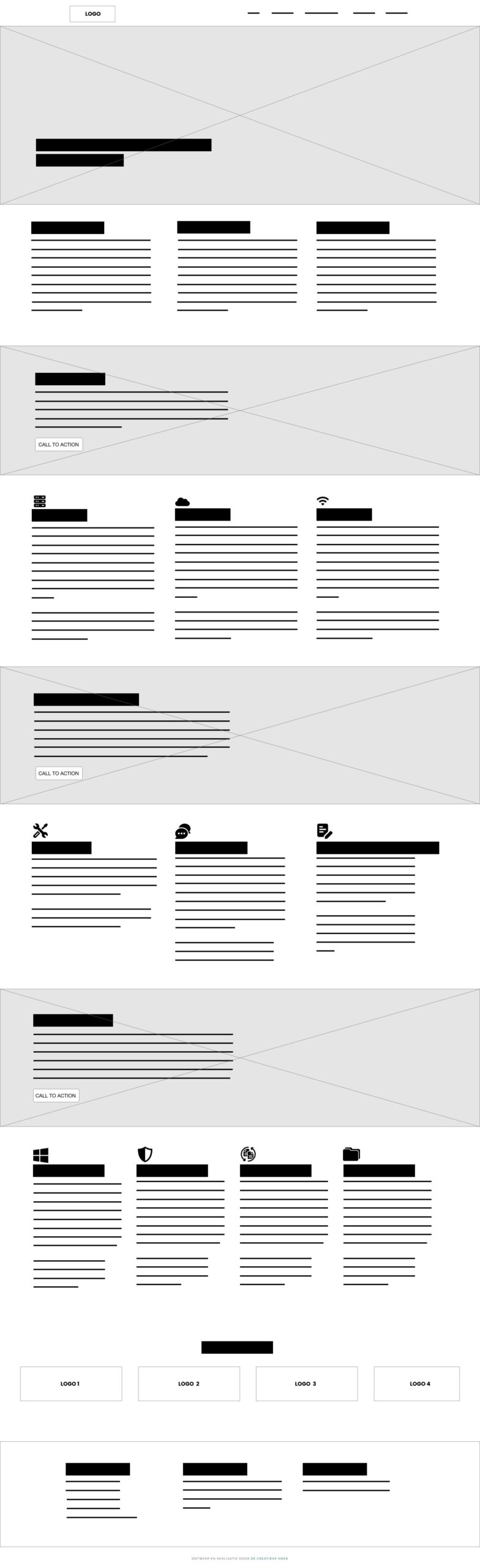 ICT-R - wireframe One page Wordpress website