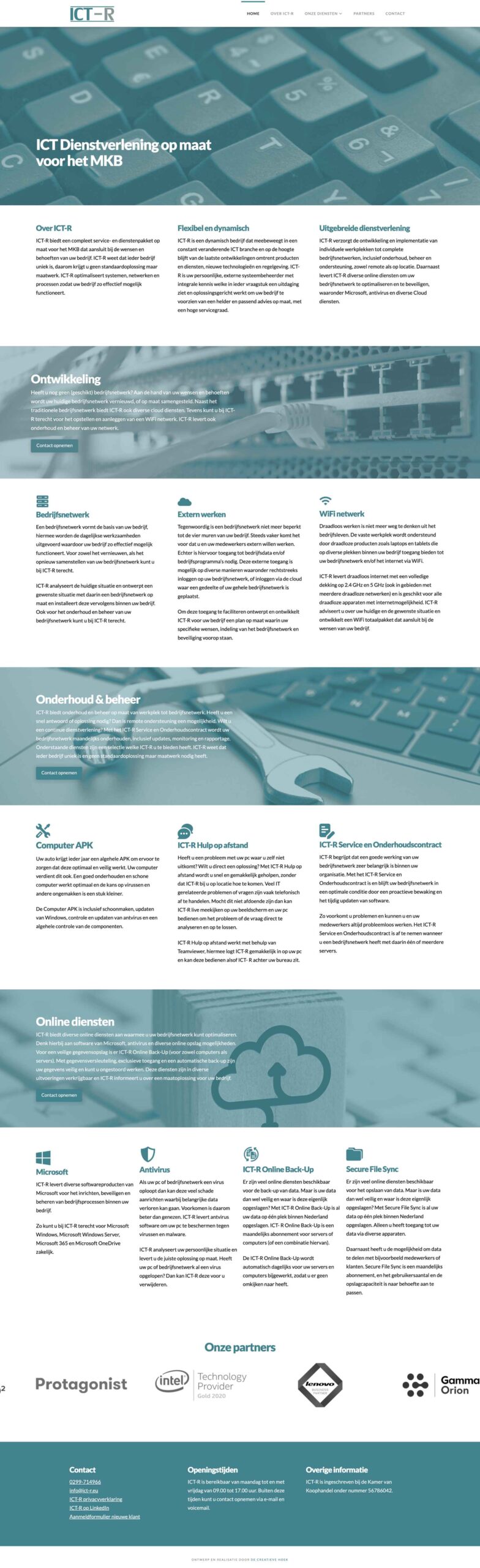 ICT-R- oplevering One page Wordpress website