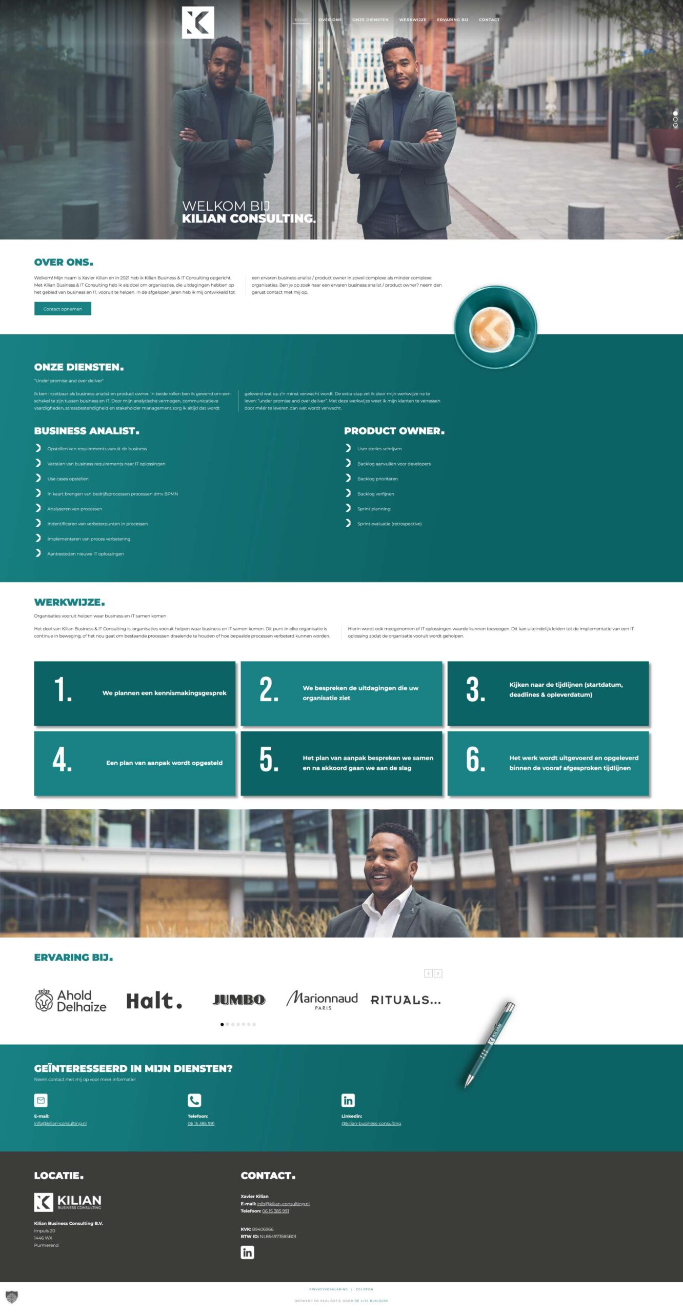 Kilian Consulting - oplevering One page Wordpress website