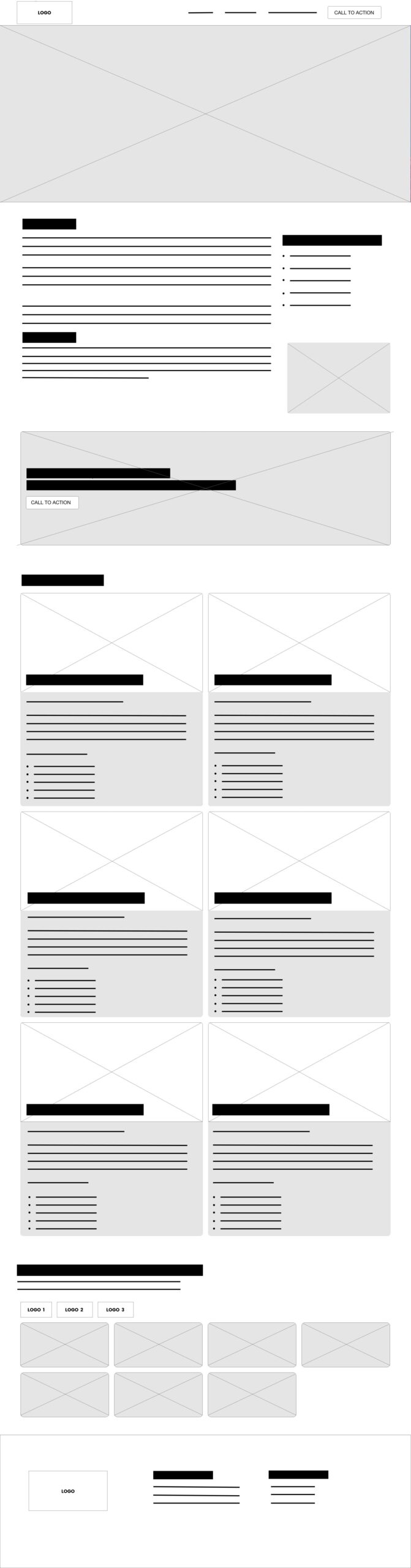 PJ Multicleaning - wireframe One page Wordpress website